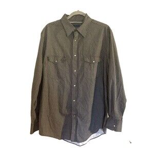 Mens Western Cowboy Shirt/Long Sleeve/Snaps/ Navy Blue With Micro Diamond L/XL